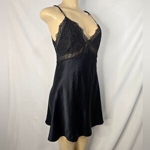 Victoria's Secret Black Satin Chemise